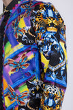 Barabas Wholesale Men's Panther Tiger Rhinestones Long Sleeve Shirts 6SPR03 Navy