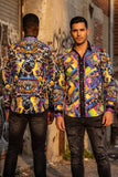 Barabas Wholesale Men's Panther Tiger Rhinestones Long Sleeve Shirts 6SPR03 Multi