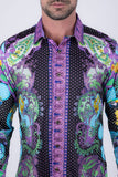 Barabas Wholesale Men's Rhinestones Floral Parrot Baroque Shirt 6SPR05 Lavender