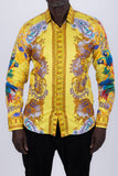 Barabas Wholesale Men's Rhinestones Floral Parrot Baroque Shirt 6SPR05 Banana