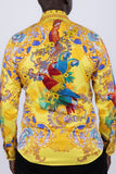 Barabas Wholesale Men's Rhinestones Floral Parrot Baroque Shirt 6SPR05 Yellow
