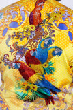 Barabas Wholesale Men's Rhinestones Floral Parrot Baroque Shirt 6SPR05 Yellow