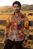 Barabas Wholesale Men's Western Floral Rose Pattern Long Sleeve Shirts 6SPR06 Iceland Poppy