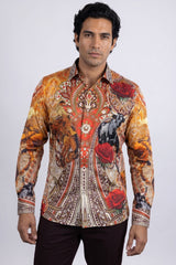Barabas Wholesale Men's Western Floral Rose Pattern Long Sleeve Shirts 6SPR06 Multicolor