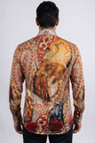 Barabas Wholesale Men's Western Floral Rose Pattern Long Sleeve Shirts 6SPR06 Rust