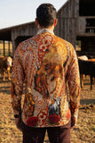 Barabas Wholesale Men's Western Floral Rose Pattern Long Sleeve Shirts 6SPR06 Orange