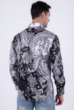 Men's Wholesale Rhinestone Paisley Floral Print Shirt | BARABAS 6SPR07 Grey