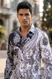 Men's Wholesale Rhinestone Paisley Floral Print Shirt | BARABAS 6SPR07 Black