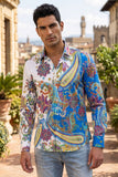 Men's Wholesale Rhinestone Paisley Floral Print Shirt | BARABAS 6SPR07 Multi