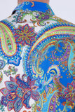 Men's Wholesale Rhinestone Paisley Floral Print Shirt | BARABAS 6SPR07 Blue