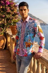 Barabas Wholesale Men's Western Floral Vaqueros Design Long Sleeve Shirts 6SPR08 Violet Sky