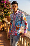 Barabas Wholesale Men's Western Floral Vaqueros Design Long Sleeve Shirts 6SPR08 Violet Sky
