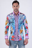 Barabas Wholesale Men's Western Floral Vaqueros Design Long Sleeve Shirts 6SPR08 Blue