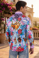 Barabas Wholesale Men's Western Floral Vaqueros Design Long Sleeve Shirts 6SPR08 Violet