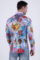 Barabas Wholesale Men's Western Floral Vaqueros Design Long Sleeve Shirts 6SPR08 Red