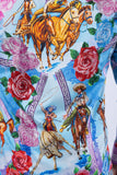 Barabas Wholesale Men's Western Floral Vaqueros Design Long Sleeve Shirts 6SPR08 Blue