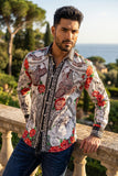 Barabas Wholesale Men's Western Floral Vaqueros Design Long Sleeve Shirts 6SPR08 White