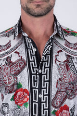 Barabas Wholesale Men's Western Floral Vaqueros Design Long Sleeve Shirts 6SPR08 Black