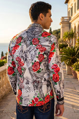 Barabas Wholesale Men's Western Floral Vaqueros Design Long Sleeve Shirts 6SPR08 White