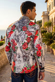 Barabas Wholesale Men's Western Floral Vaqueros Design Long Sleeve Shirts 6SPR08 White