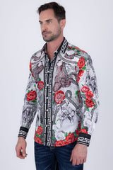 Barabas Wholesale Men's Western Floral Vaqueros Design Long Sleeve Shirts 6SPR08 White