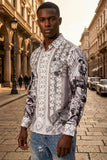 Barabas Wholesale Men's Western Pancho Villa Pattern Long Sleeve Shirts 6SPR09 Black White