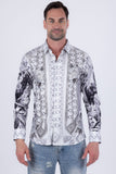 Barabas Wholesale Men's Western Pancho Villa Pattern Long Sleeve Shirts 6SPR09 Black White