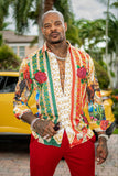 Barabas Wholesale Men's Western Pancho Villa Pattern Long Sleeve Shirts 6SPR09 Red