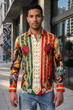 Barabas Wholesale Men's Western Pancho Villa Pattern Long Sleeve Shirts 6SPR09 Poppy Red