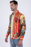 Barabas Wholesale Men's Western Pancho Villa Pattern Long Sleeve Shirts 6SPR09 Orange