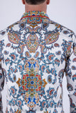 Men's Wholesale Floral Paisley Rhinestone Long-Sleeve Shirt | BARABAS 6SPR11 Navy