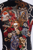 Barabas Wholesale Men's Dark Venom Skull Rhinestone Long Sleeve Shirt 6SPR17 Black Beauty