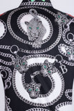 Barabas Wholesale Men's Chain Predator Rhinestone Long Sleeve Shirt 6SPR18 Graphite