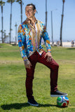Men's Wholesale Rhinestone 2026 World Cup Floral Print Shirt | BARABAS 6SPR20