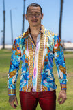 Men's Wholesale Rhinestone 2026 World Cup Floral Print Shirt | BARABAS 6SPR20