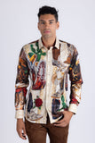 Barabas Wholesale Men's Bald Eagle Baroque Rhinestone Long Sleeve Shirt 6SPR22 Multi
