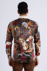 Barabas Wholesale Men's Bald Eagle Baroque Rhinestone Long Sleeve Shirt 6SPR22 Multi