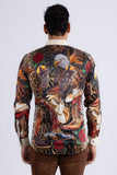 Barabas Wholesale Men's Bald Eagle Baroque Rhinestone Long Sleeve Shirt 6SPR22 Multi