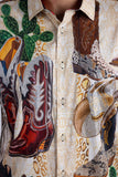Barabas Wholesale Men's Bald Eagle Baroque Rhinestone Long Sleeve Shirt 6SPR22 Multi