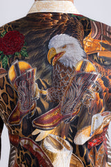 Barabas Wholesale Men's Bald Eagle Baroque Rhinestone Long Sleeve Shirt 6SPR22 Multi