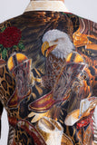 Barabas Wholesale Men's Bald Eagle Baroque Rhinestone Long Sleeve Shirt 6SPR22 Multi
