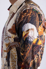 Barabas Wholesale Men's Bald Eagle Baroque Rhinestone Long Sleeve Shirt 6SPR22 Multi