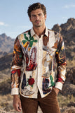 Barabas Wholesale Men's Bald Eagle Baroque Rhinestone Long Sleeve Shirt 6SPR22 Multi