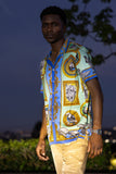 Barabas Men's Wholesale Wilderness Casual Rhinestone Short-Sleeve Shirt 6SSR01 Blue