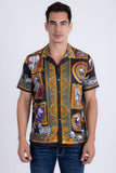 Barabas Men's Wholesale Wilderness Casual Rhinestone Short-Sleeve Shirt 6SSR01 Black