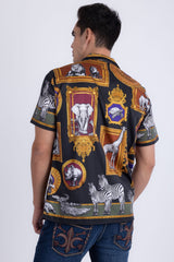 Barabas Men's Wholesale Wilderness Casual Rhinestone Short-Sleeve Shirt 6SSR01 Gold