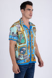 Barabas Men's Wholesale Wilderness Casual Rhinestone Short-Sleeve Shirt 6SSR01 Sky Blue