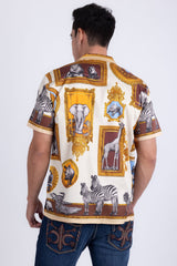 Barabas Men's Wholesale Wilderness Casual Rhinestone Short-Sleeve Shirt 6SSR01 Brown