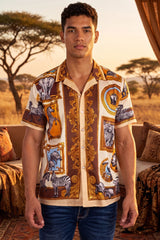 Barabas Men's Wholesale Wilderness Casual Rhinestone Short-Sleeve Shirt 6SSR01 Tan
