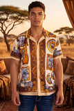 Barabas Men's Wholesale Wilderness Casual Rhinestone Short-Sleeve Shirt 6SSR01 Tan